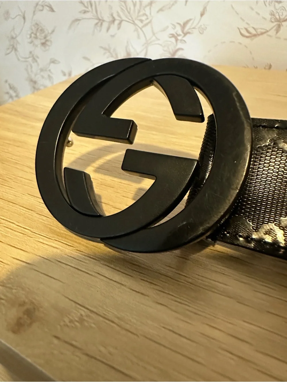 Authentic Gucci Black Imprime GG Monogram Belt 95/38
